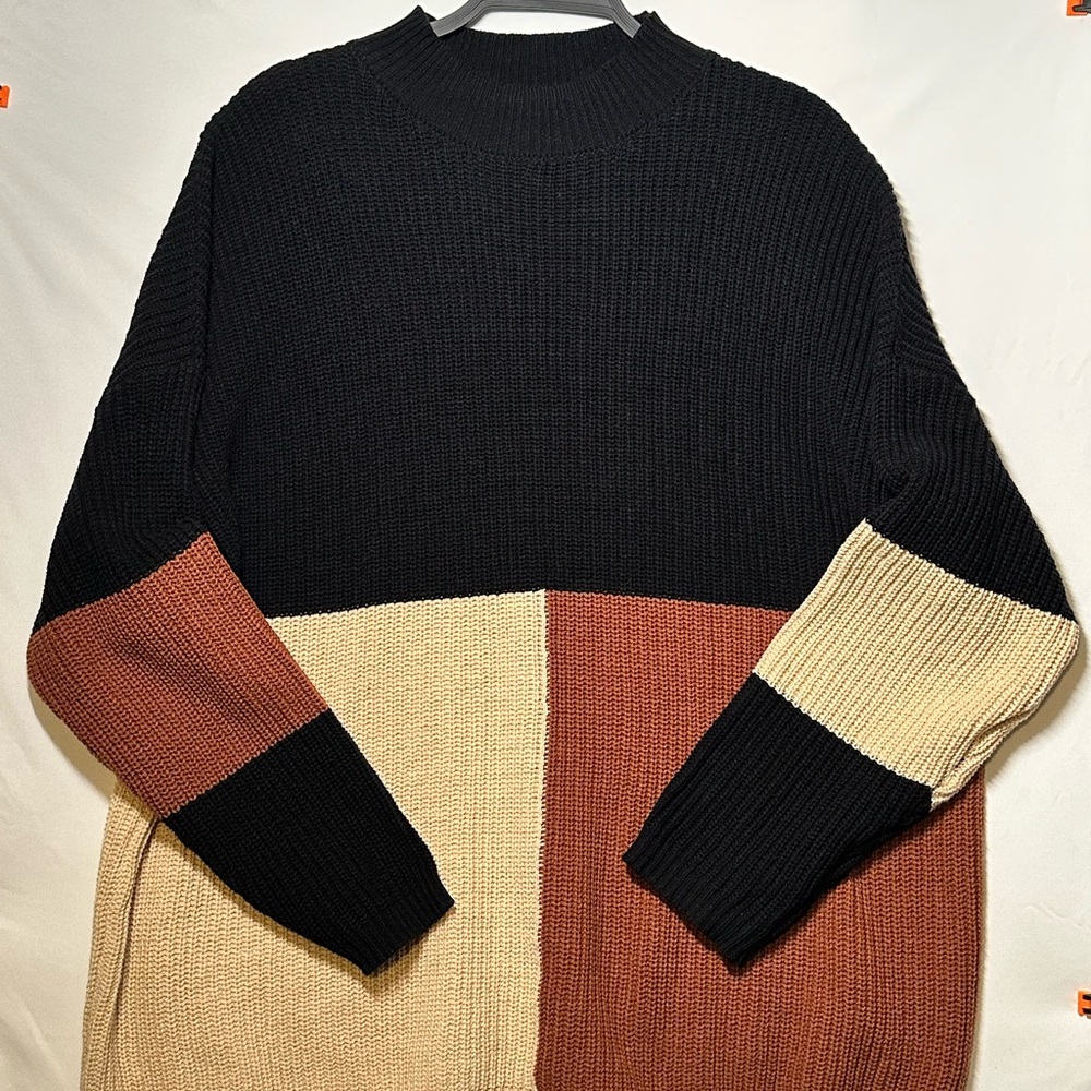 ANDREE BY UNIT Women's Colorblock Sweater - Black, Brown, Cream